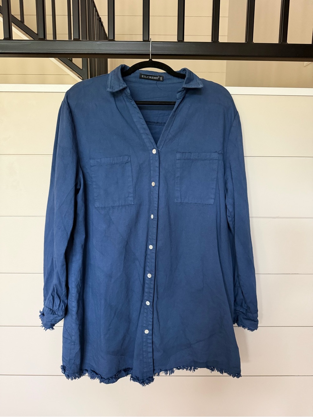 Zilcremo Blue Button-Front Dress